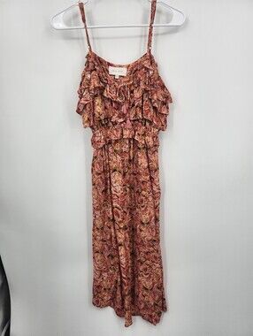 Dear John Coral Paisley Ruffle Strap Maxi Dress SZ S